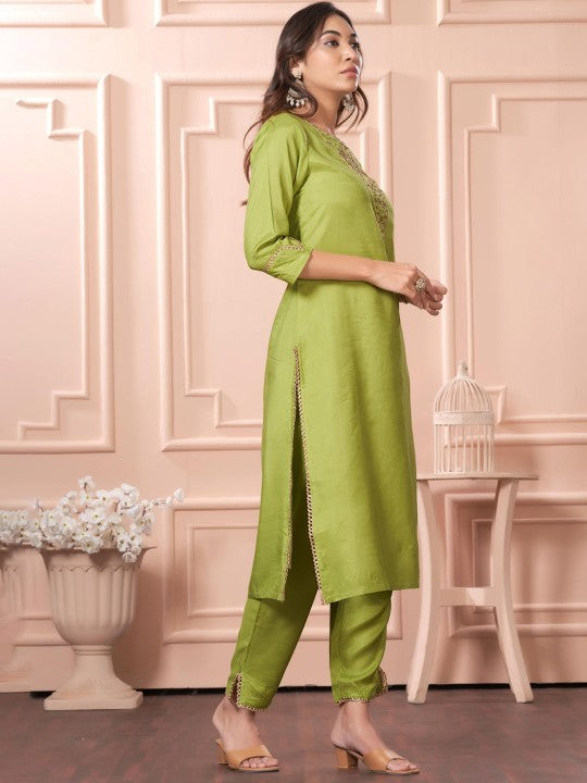 BulBul Women Ethnic Motifs Embroidered Regular Pure Cotton Kurta with Salwar & Dupatta
