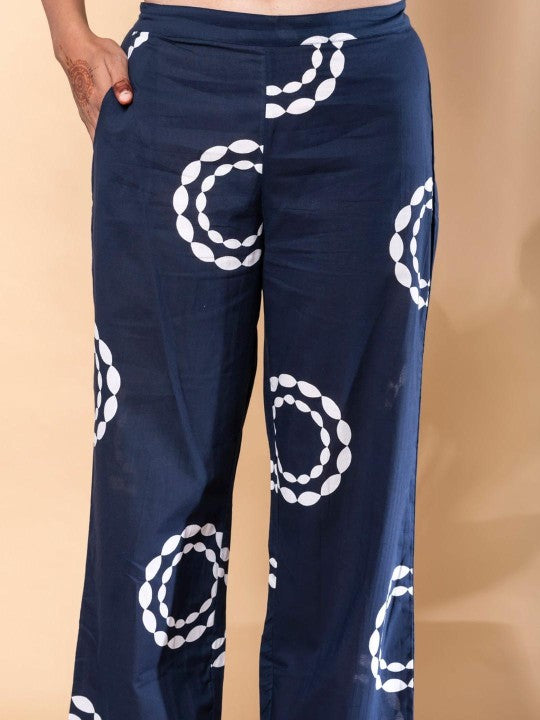 Printed Cotton V-Neck Tunic & PalazzosCo-ordsSet