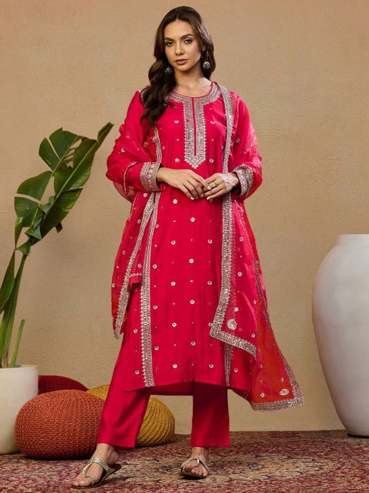 House of Pataudi Women Ethnic Motif Embroidered Zari Kurta