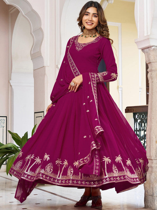 all about you Women Ethnic Motifs Embroidered Regular Kurta with Trousers & Dupatta