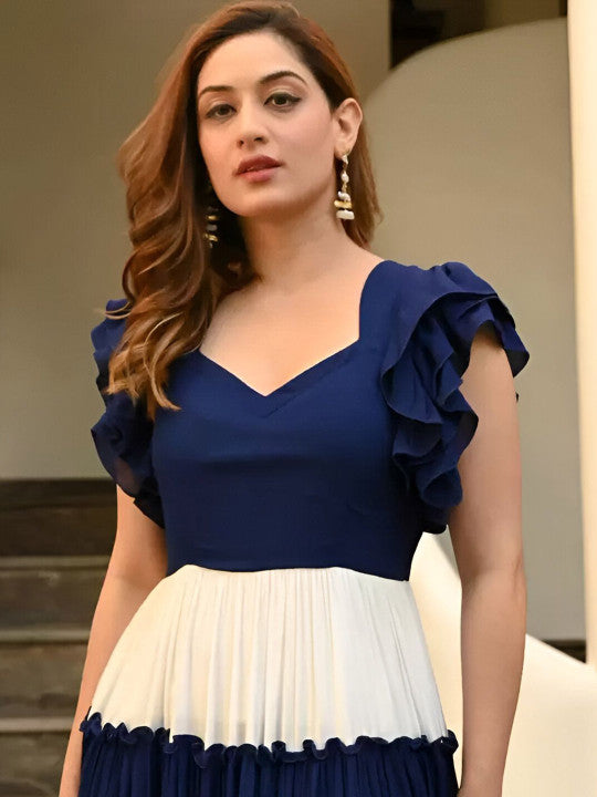 FoxDX A-Line Flared Puff Sleeve Anarakli Dress
