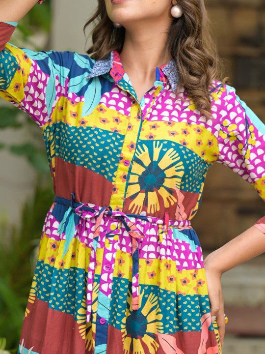 Print A-Line Maxi Dress