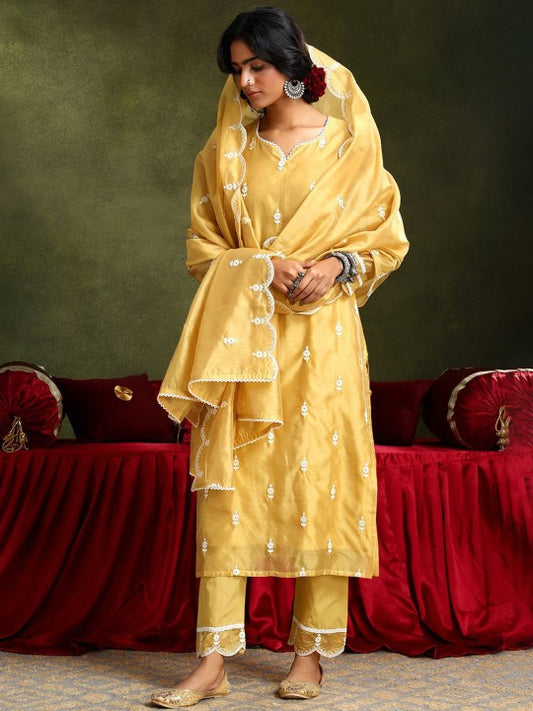 Heritage Women Ethnic Motifs Embroidered Kurta with Trousers & With Dupatta
