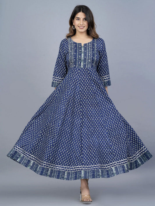 JAIPURI COLLECTION Ethnic Motifs Embroidered Round Neck Ethnic Dresse