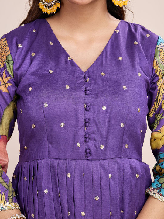 Tasarika Printed V-Neck Maxi Ethnic Dress