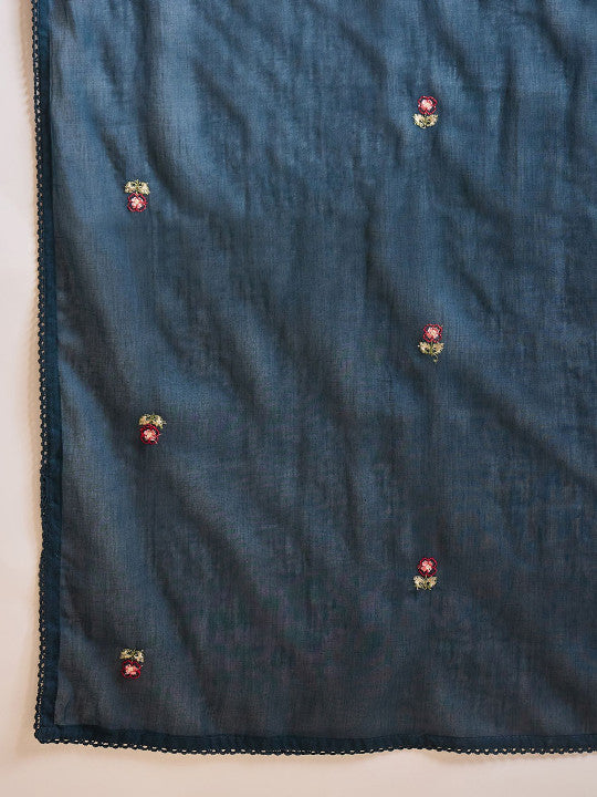 CHETI Women Floral Embroidered A-Line Kurta with Trousers & Dupatta