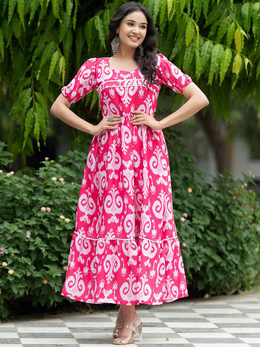 ASPORA Printed Maxi Ethnic Dresses
