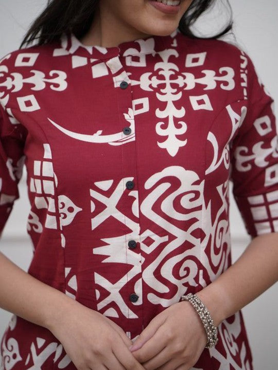 clothonus Printed Cotton Top With Palazzo Co-Ords