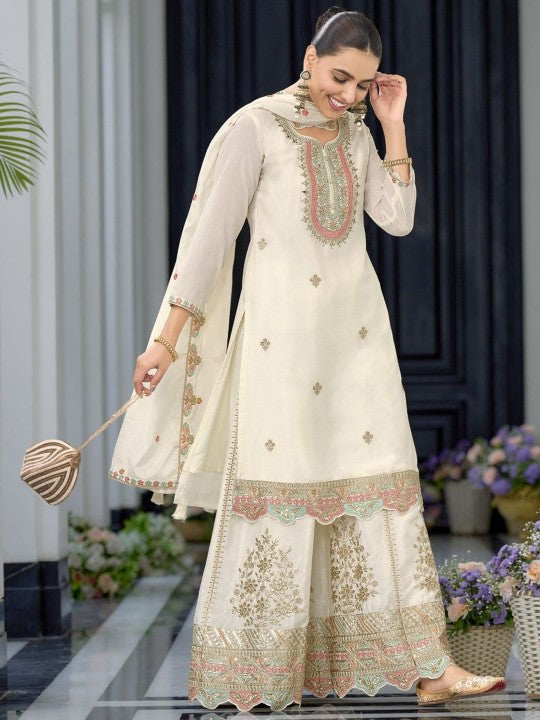 AUTUMN LANE Ethnic Motifs Embroidered Pure Cotton Straight Kurta