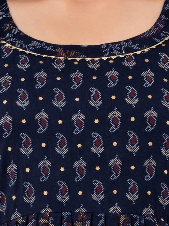 Ashvy Paisley Printed Fit And Flare Maternity Ethnic Dress
