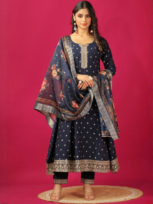 BANJANAN Women Navy Blue Kurta Sets