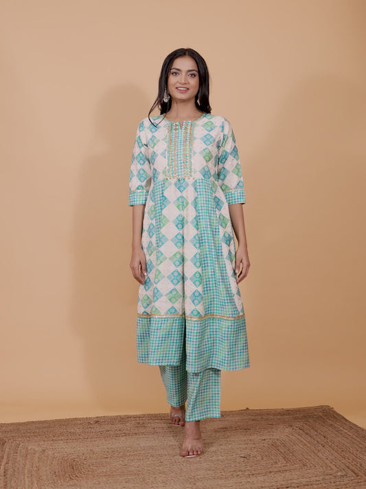 Chanderi Geometric Kurta