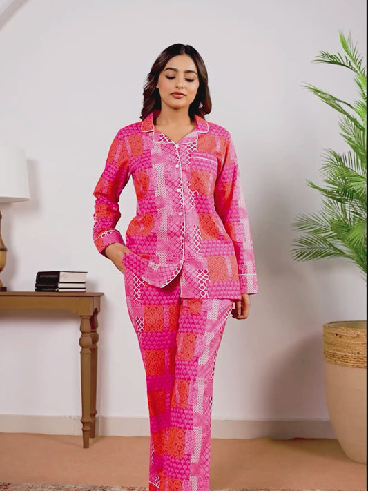 Soft Cotton Colorblock Straight Pink Top
