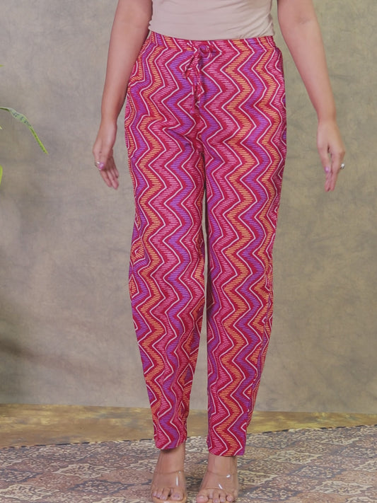 Soft Cotton Chevron Red Tapered Trousers