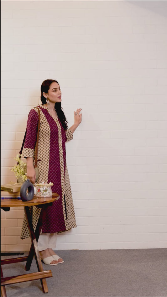 Soft Cotton Butta A-line Off White Kurta
