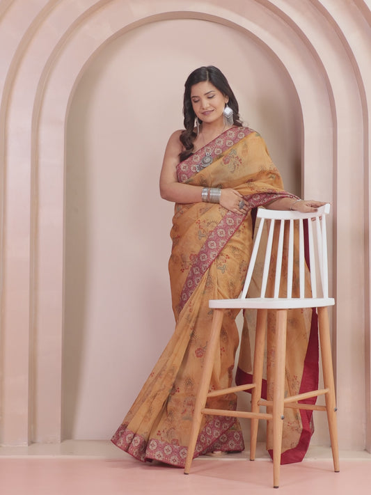 Organza Digital Beige Saree