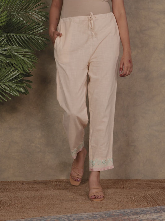 Khadi Cotton Embroidered Pant