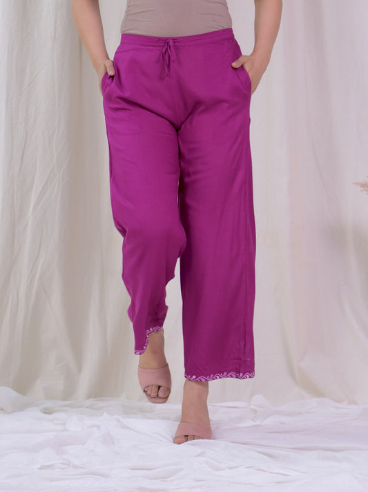 Viscose Solid Maroon Palazzo