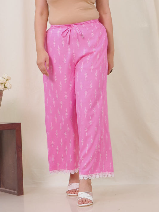 Viscose Geometric Pink Palazzo