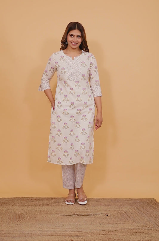 Soft Cotton Floral Kurta