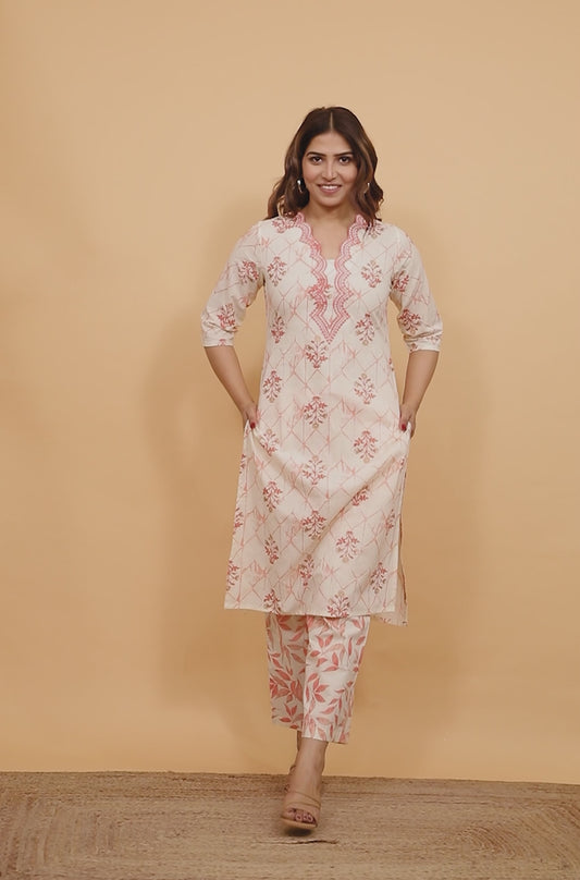 Soft Cotton Floral Kurta