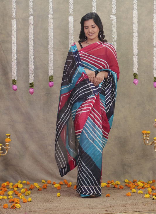 Kota Doria Leheriya Multicolor Saree