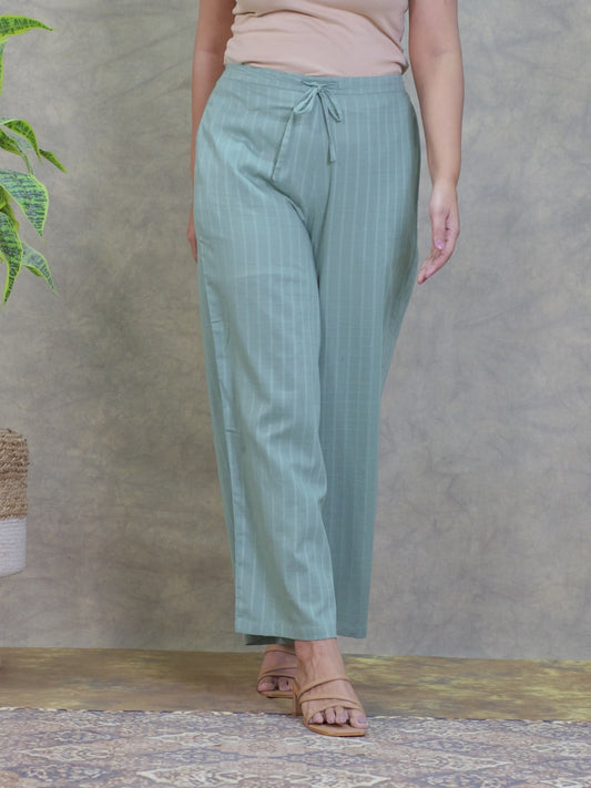 Cotton Dobby Solid Green Palazzo