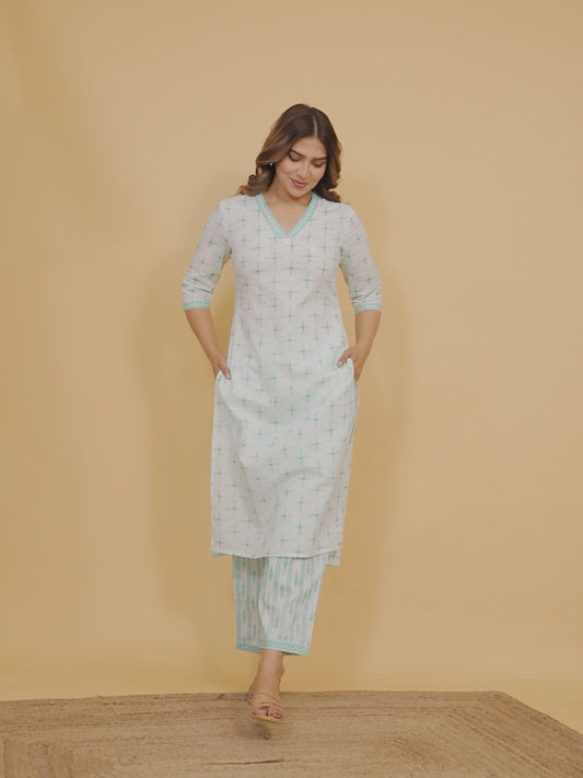 Soft Cotton Geometric Kurta