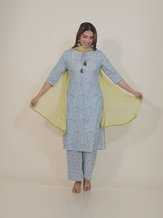 Soft Cotton Floral Kurta