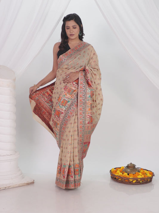 Brocade Beige Saree
