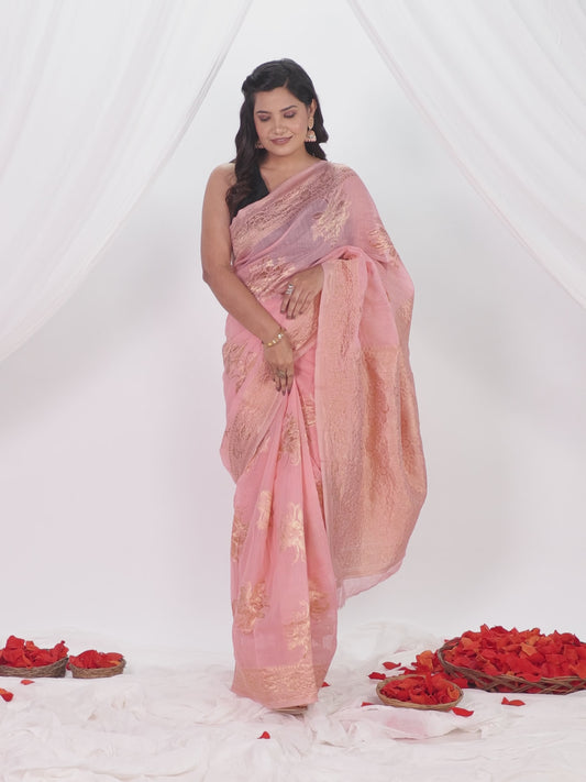 Brocade Baby Pink Saree