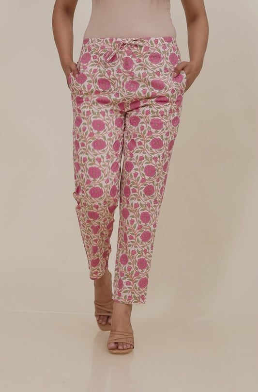 Soft Cotton Floral Tapered Pant