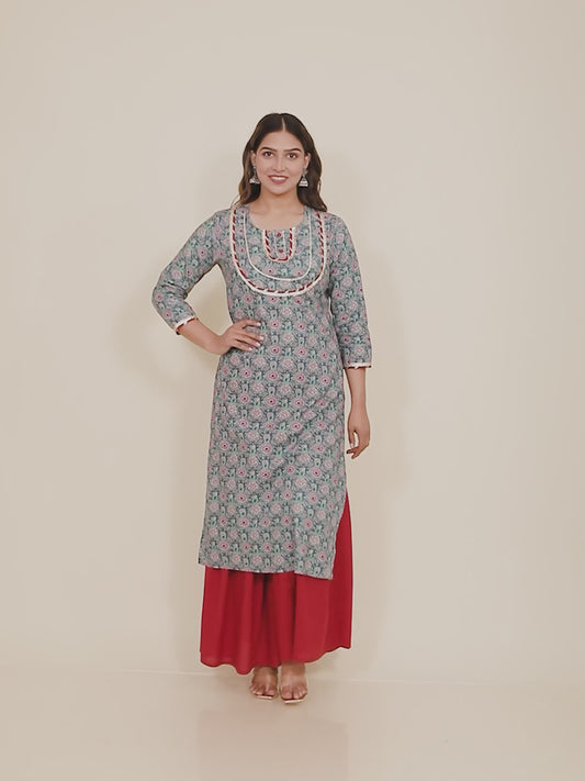 Soft Cotton Floral Kurta