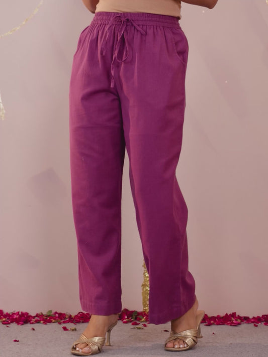 Soft Cotton Solid Purple Palazzo