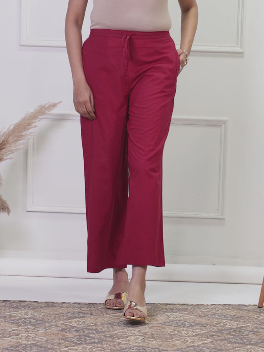 Soft Cotton Solid Maroon Palazzo