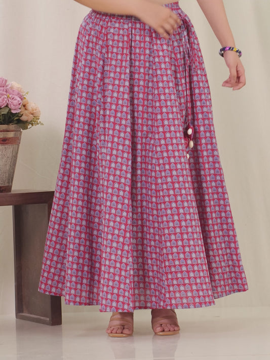Soft Cotton Mughal Print Pink Skirt