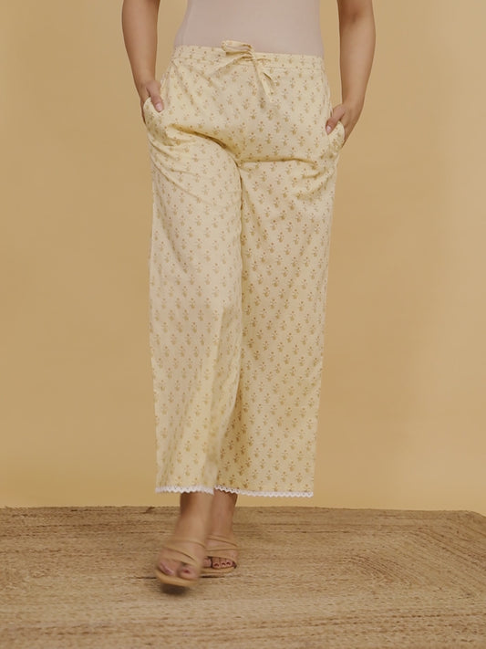 Soft Cotton Floral Yellow Palazzo