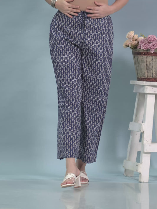 Kantha Cotton Butta Blue Palazzo