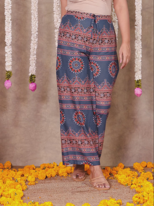 Soft Cotton Ajrakh Blue Palazzo