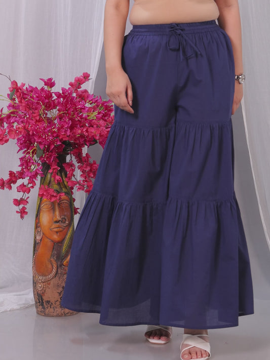 Soft Cotton Solid Blue Sharara