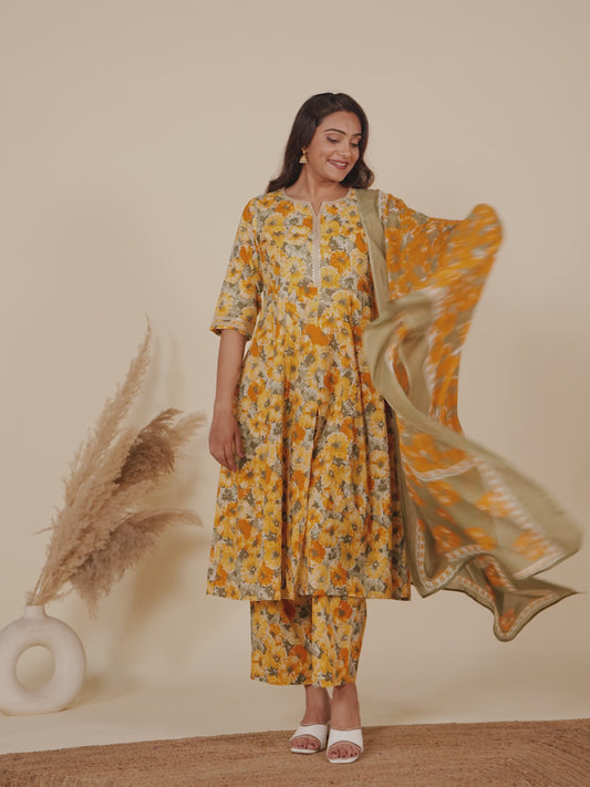 Soft Cotton Gold foil Kurta