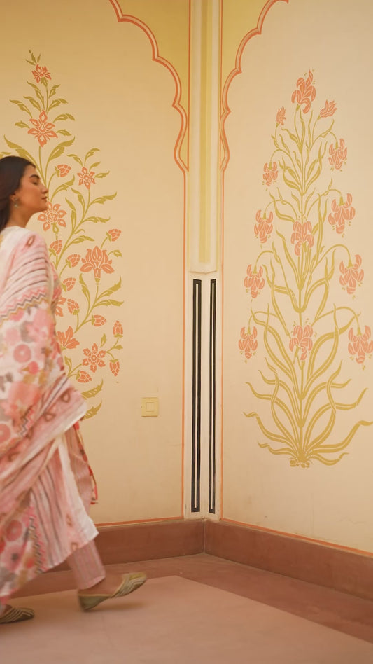 Soft Cotton Floral Straight Pink Kurta