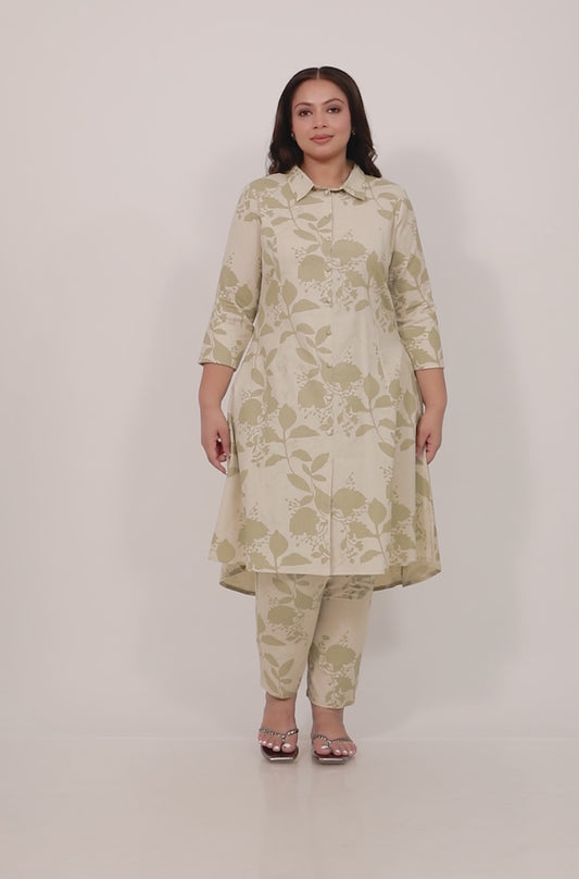 Linen Cotton Foliage Kurta