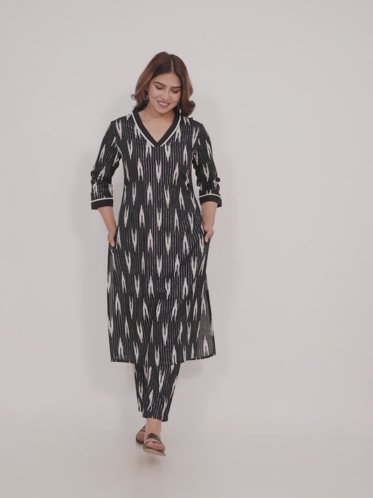 Lurex Cotton Ikat Kurta