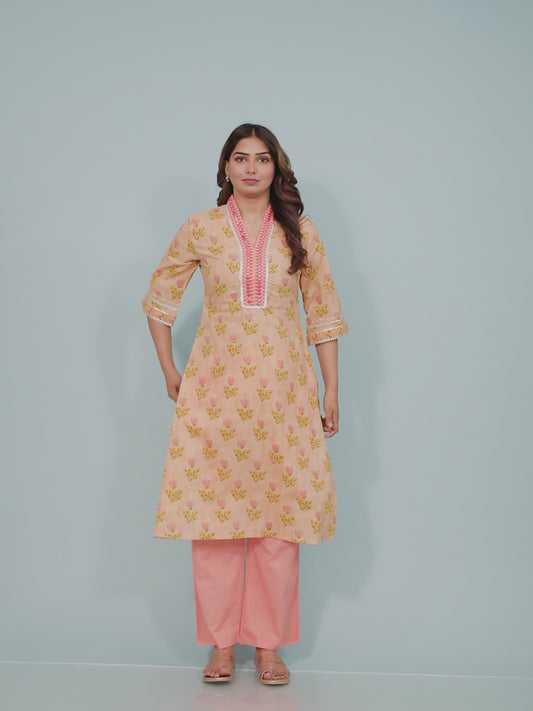 Soft Cotton Floral Kurta