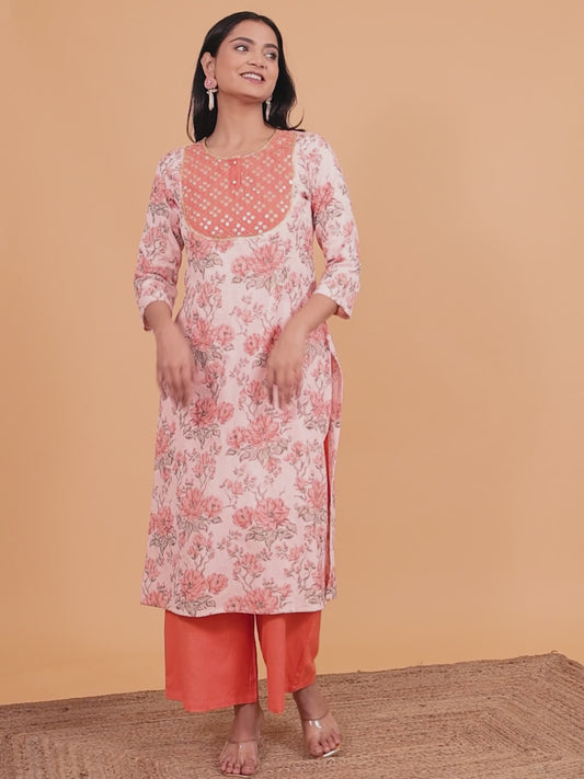 Linen Cotton Gold foil Kurta