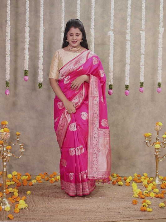 Brocade Fuchsia Saree