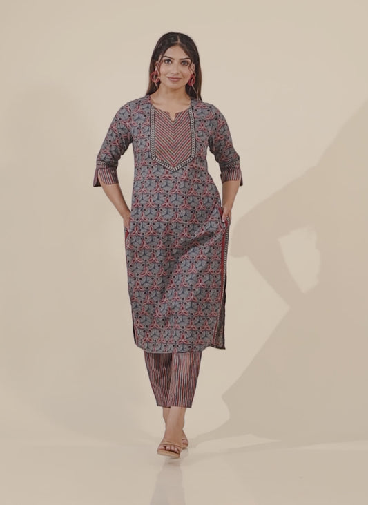 Soft Cotton Geometric Kurta