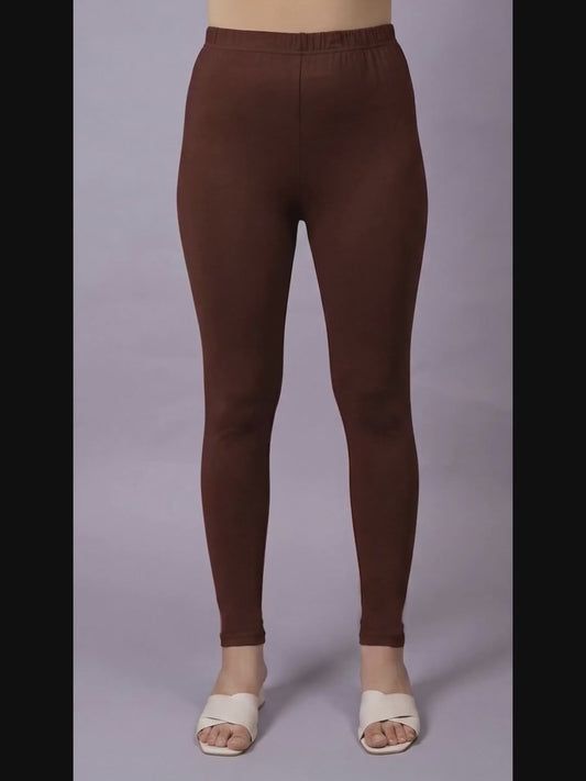Knit Solid Coffee Brown Leggings