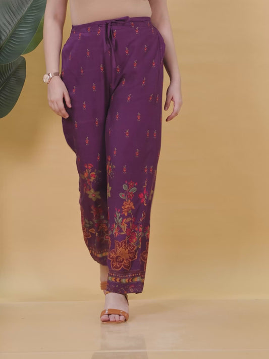 Viscose Placement Print Mauve Palazzo